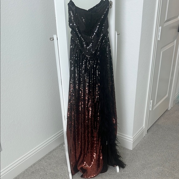 WeWoreWhat Strapless Corset Feathered Gown - Picture 2 of 9